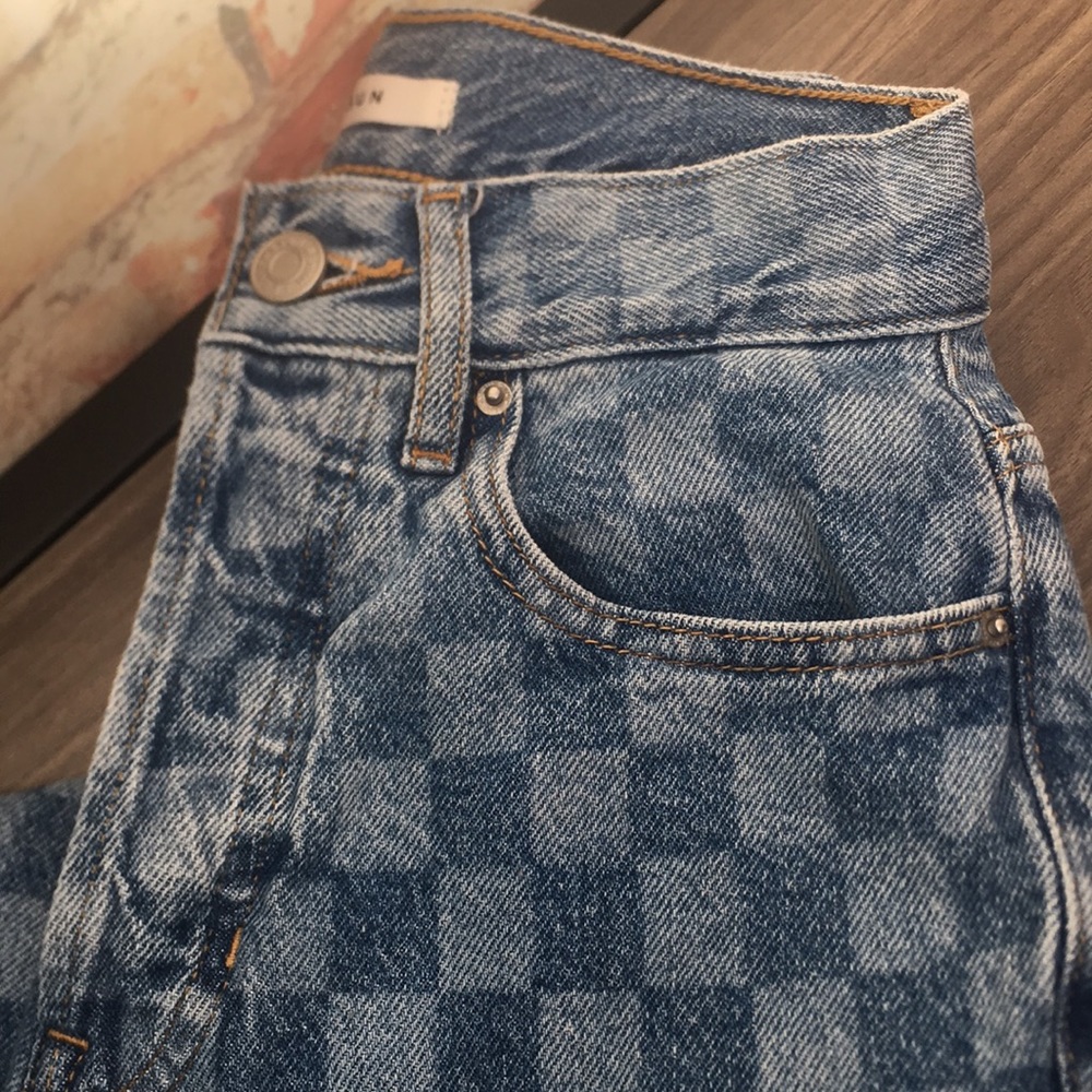Women’s PacSun Checked Pattern High Rise Denim Jeans - Picture 2 of 12